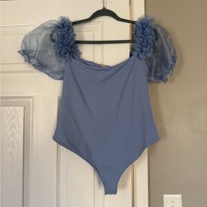 Free People Intimately Lilac Petal Sleeve Bodysuit